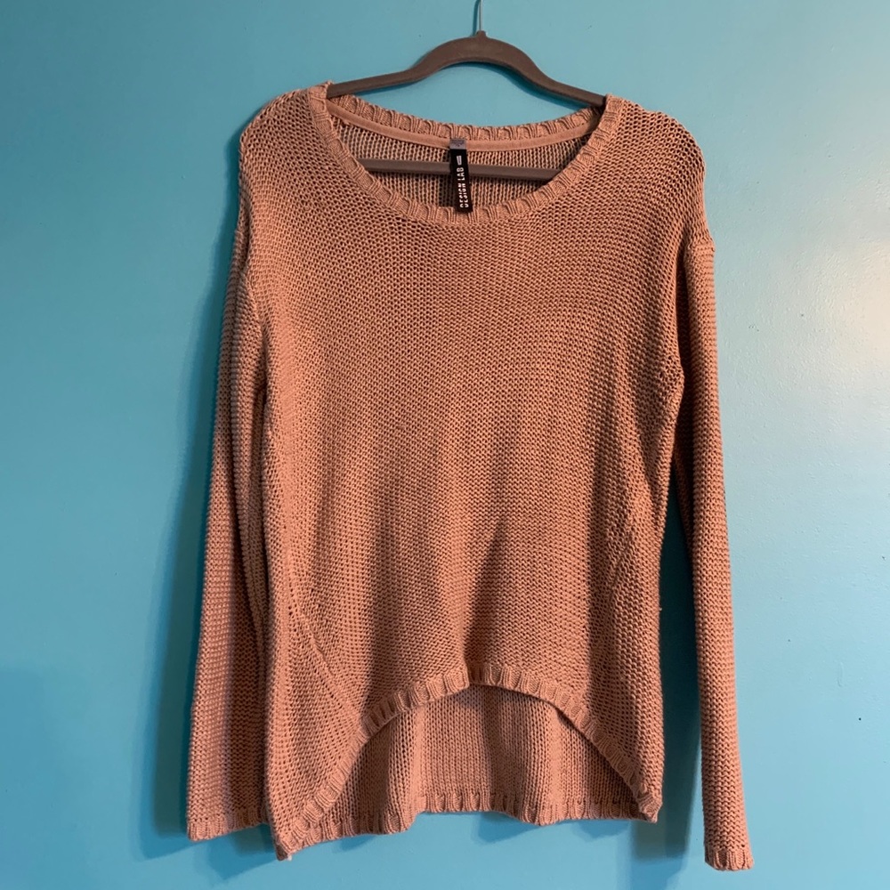 Pink Sweater with Leather Detail